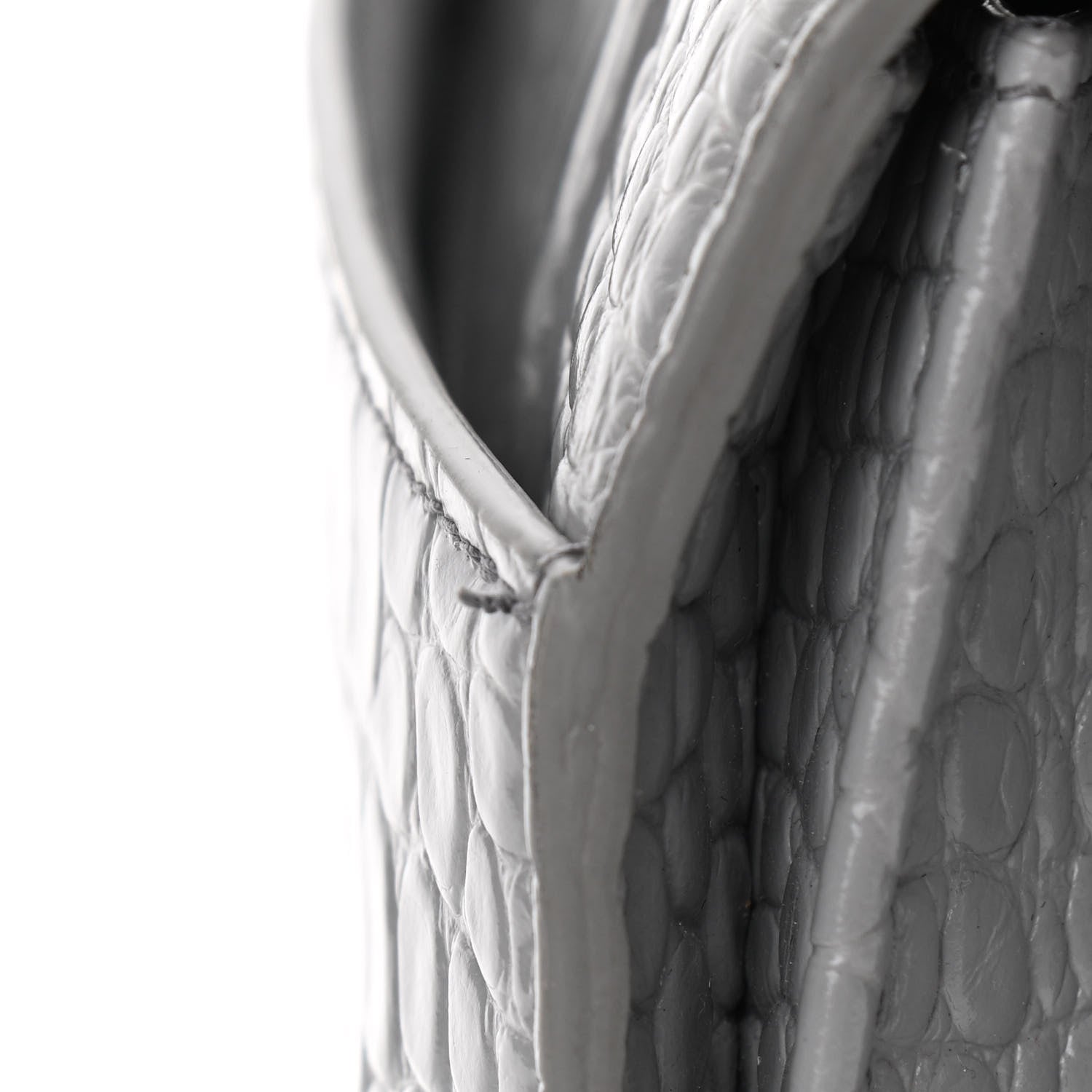 Balenciaga Shiny Calfskin Crocodile Embossed Medium Hourglass Top Handle Bag Balenciaga Grey 12 of 17