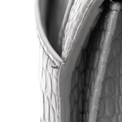 Balenciaga Shiny Calfskin Crocodile Embossed Medium Hourglass Top Handle Bag Balenciaga Grey 12 of 17