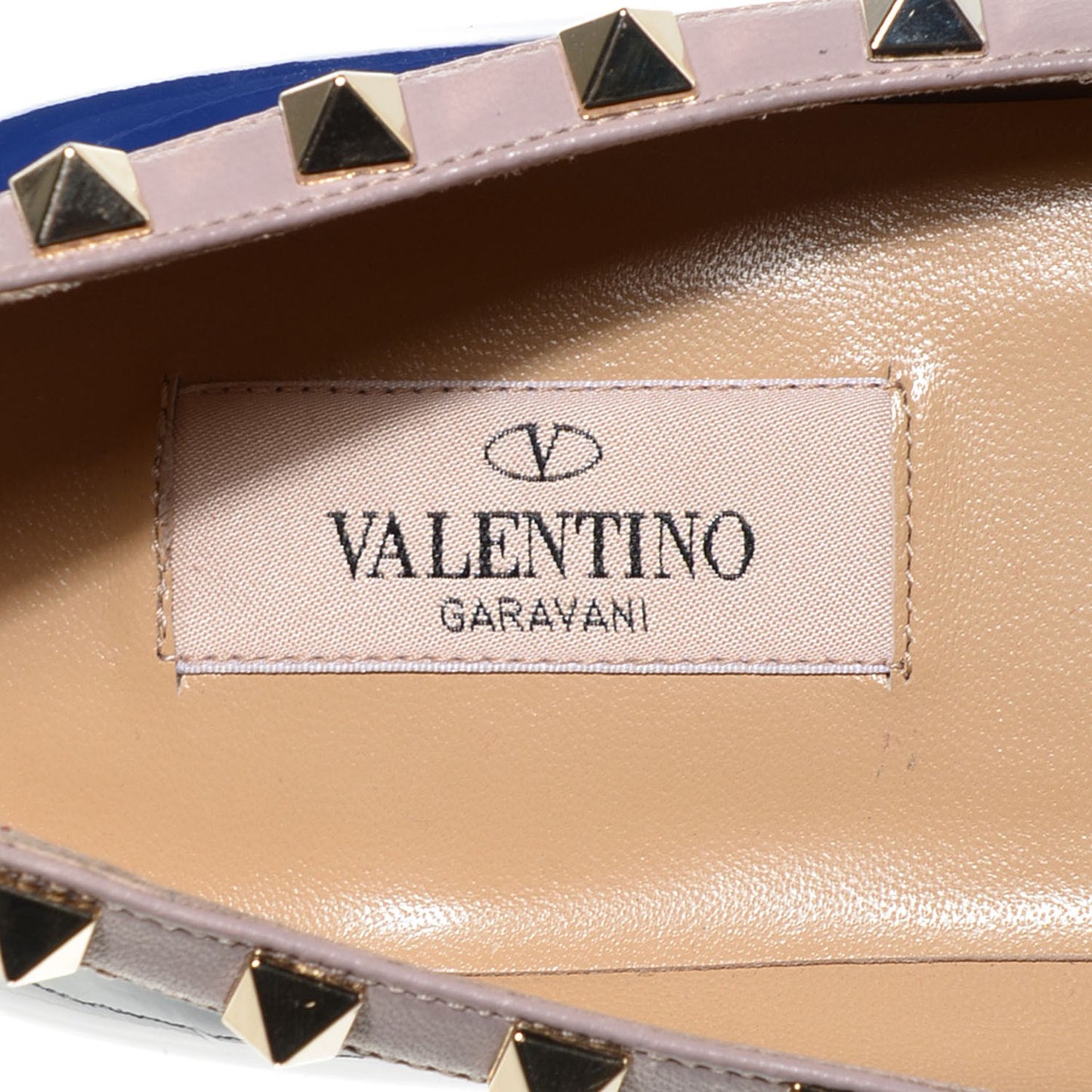 Patent Nappa Rockstud Ballerina Flats 38.5 Blue China Poudre