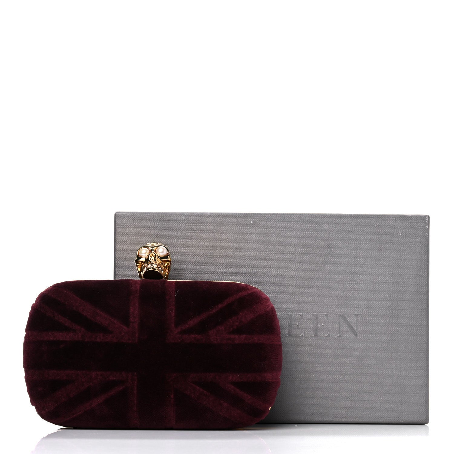 Alexander McQueen Velvet Britannia Skull Box Clutch 12 of 12