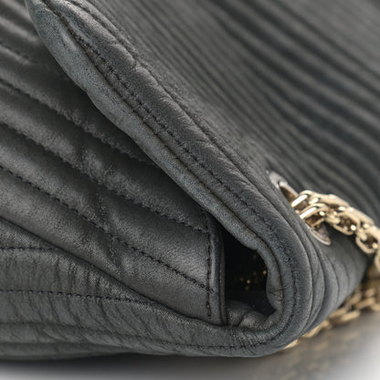 Chanel Iridescent Calfskin Vertical Quilted Mademoiselle Lock Bijoux Flap Shoulder Bag Black 9 of 9