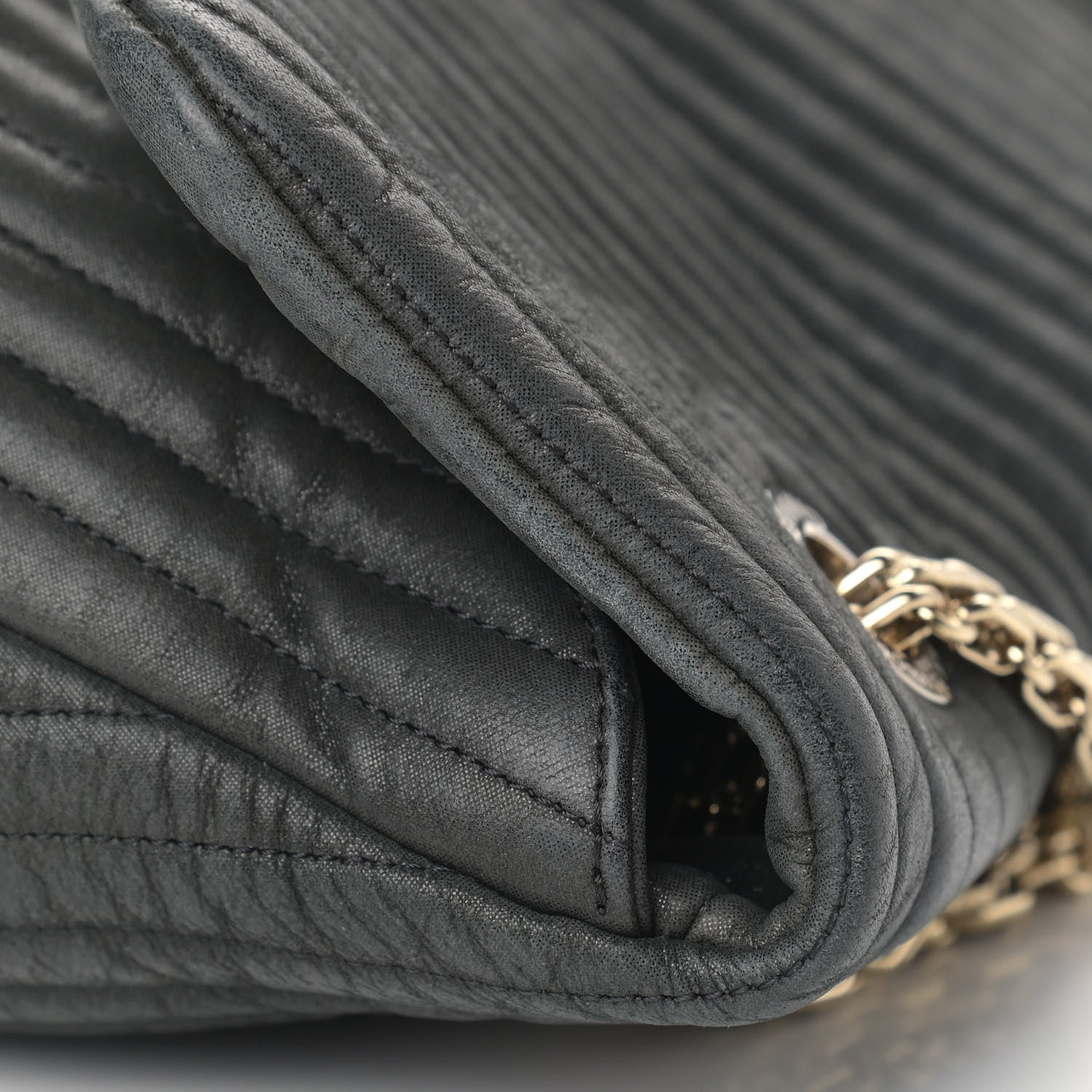 Chanel Iridescent Calfskin Vertical Quilted Mademoiselle Lock Bijoux Flap Shoulder Bag Black 9 of 9