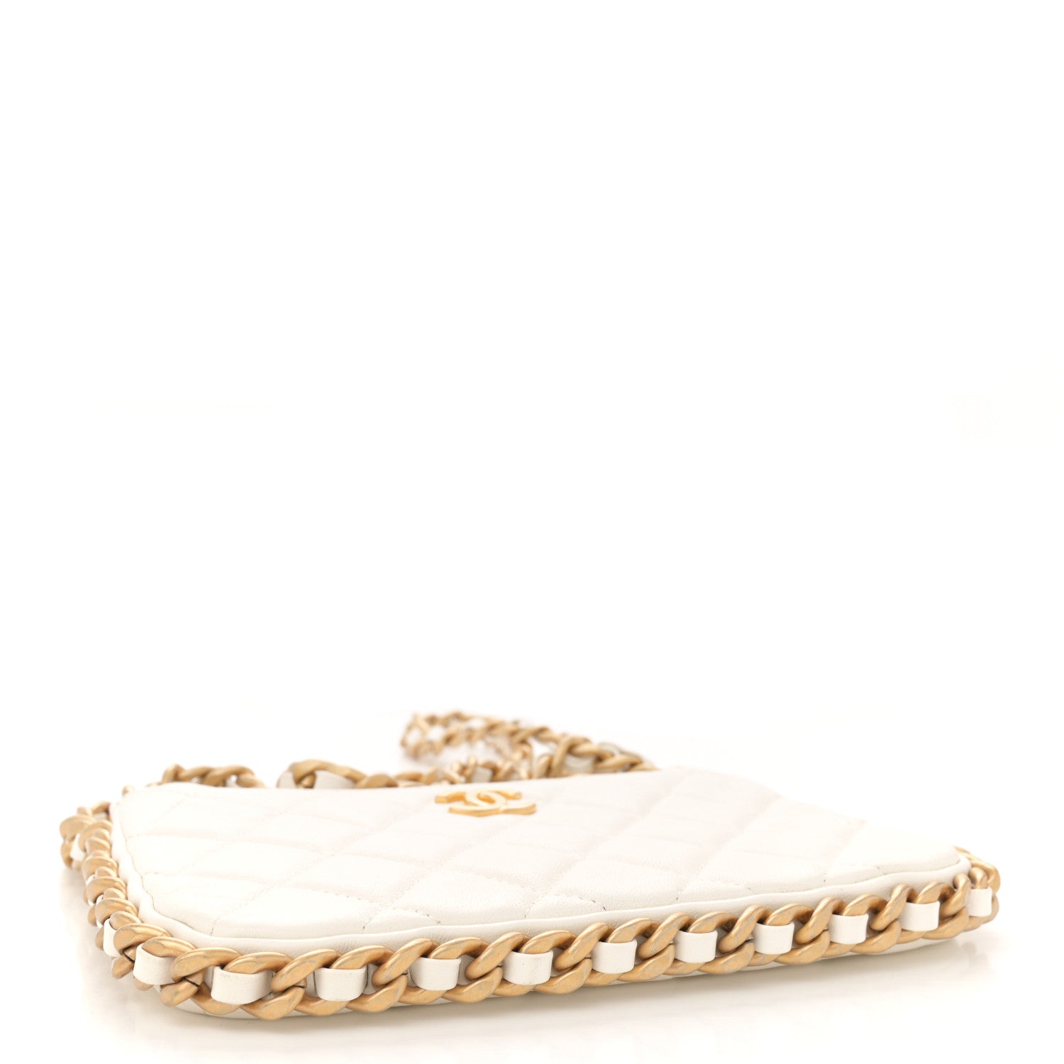 Chanel Shiny Crumpled Lambskin Quilted Trendy Chain Around Hobo White 4 of 13