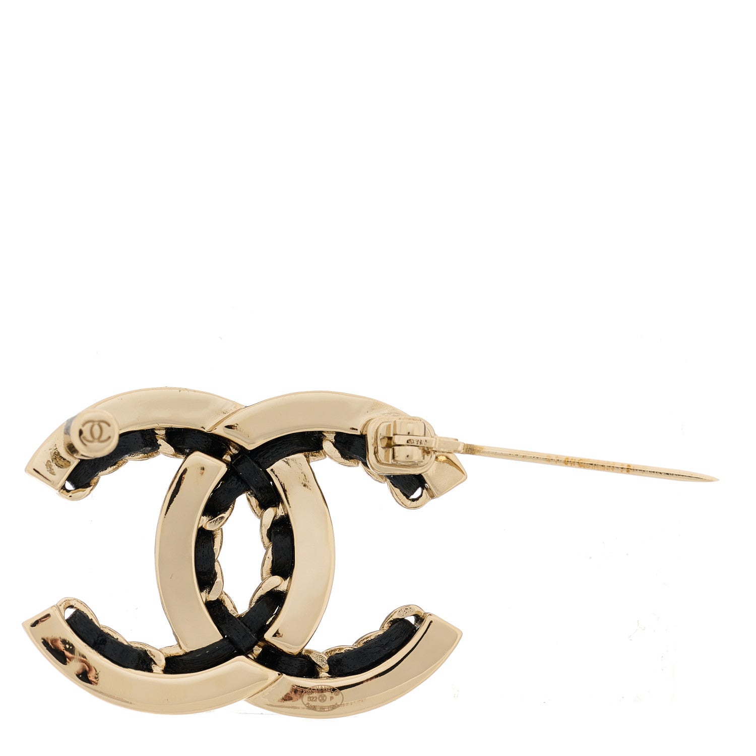 Chanel Lambskin Chain CC Chain Brooch Black Gold 4 of 5