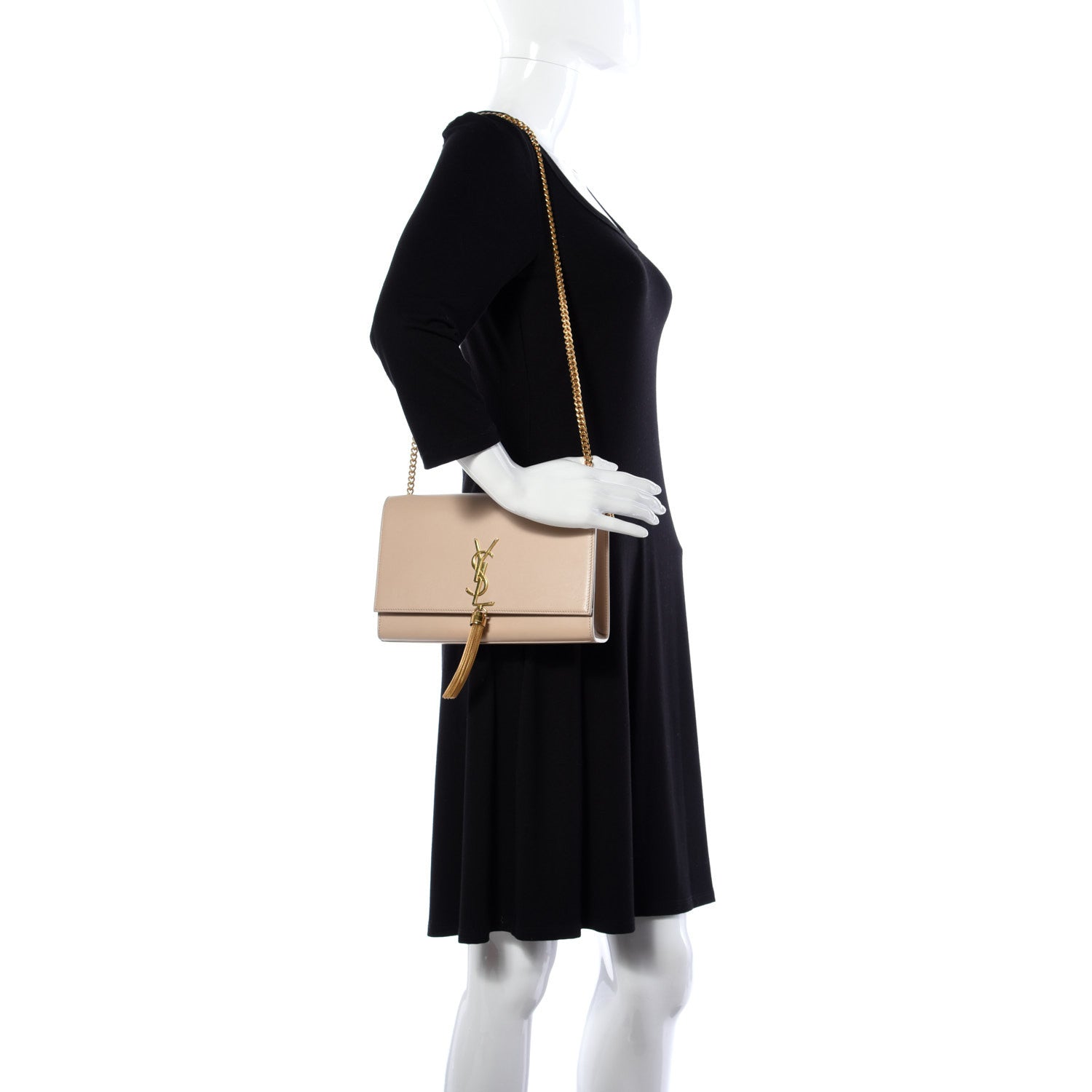 Saint Laurent Smooth Calfskin Medium Classic Monogram Kate Tassel Satchel Nude Powder 2 of 18