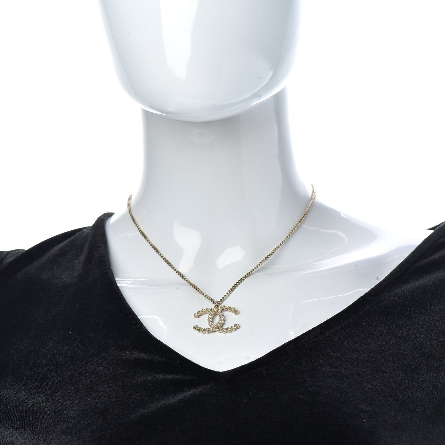 Crystal CC Pendant Necklace Gold