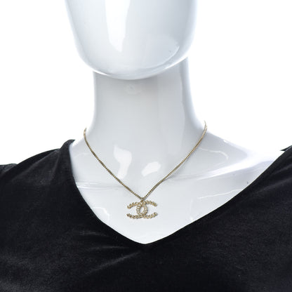Chanel Crystal CC Pendant Necklace Gold 2 of 5