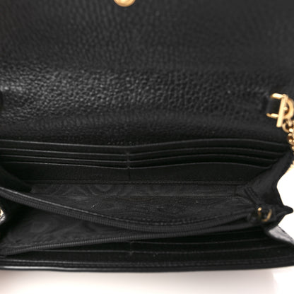 Gucci Dollar Calfskin GG Supreme Monogram Petite GG Marmont Wallet Chain Bag Black Beige Ebony 5 of 7