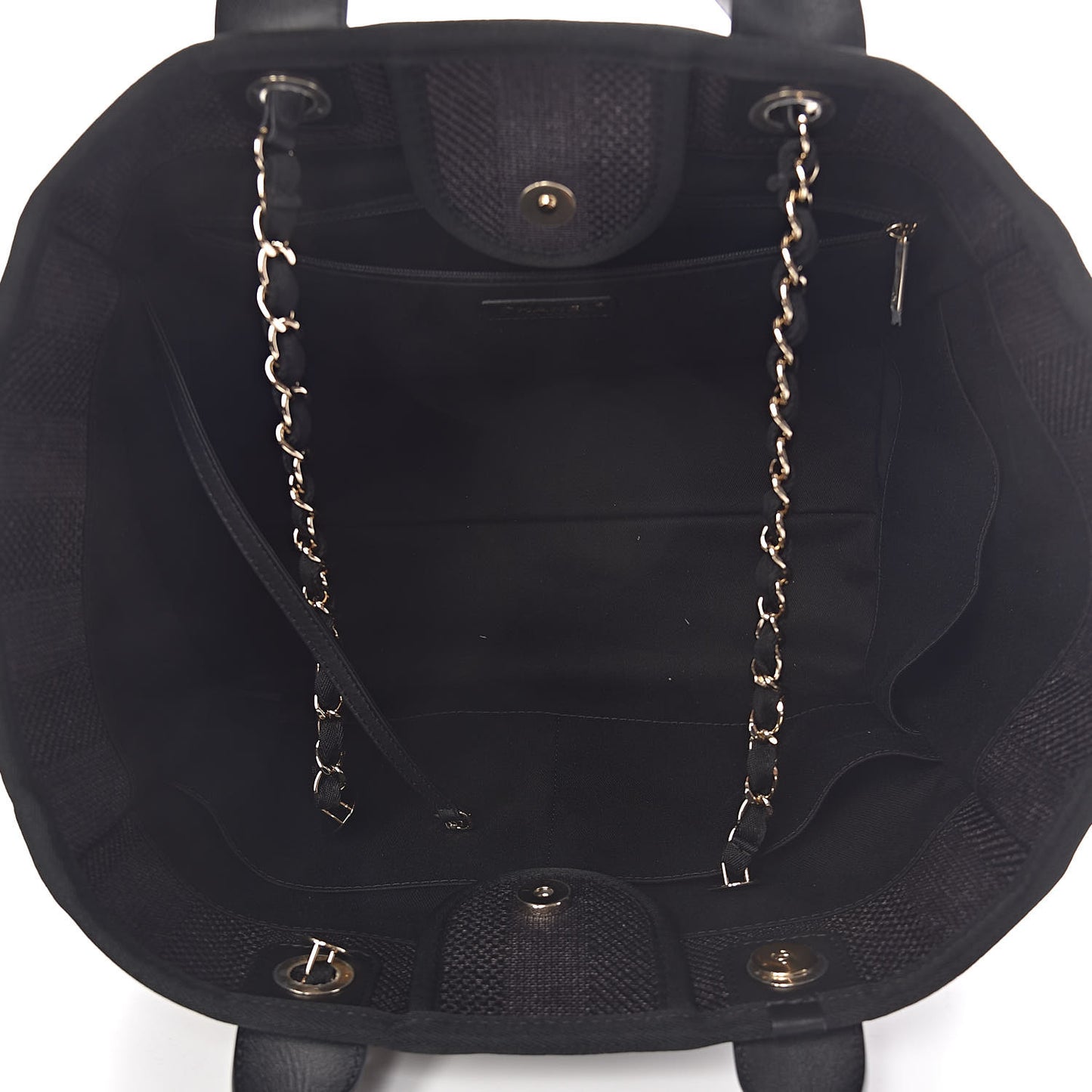Straw Raffia Calfskin Striped Large Deauville Tote Black