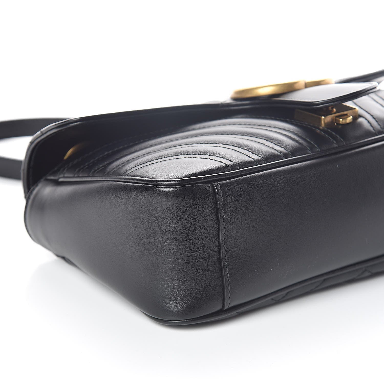 Gucci Calfskin Matelasse Small GG Marmont Shoulder Bag Black 8 of 9