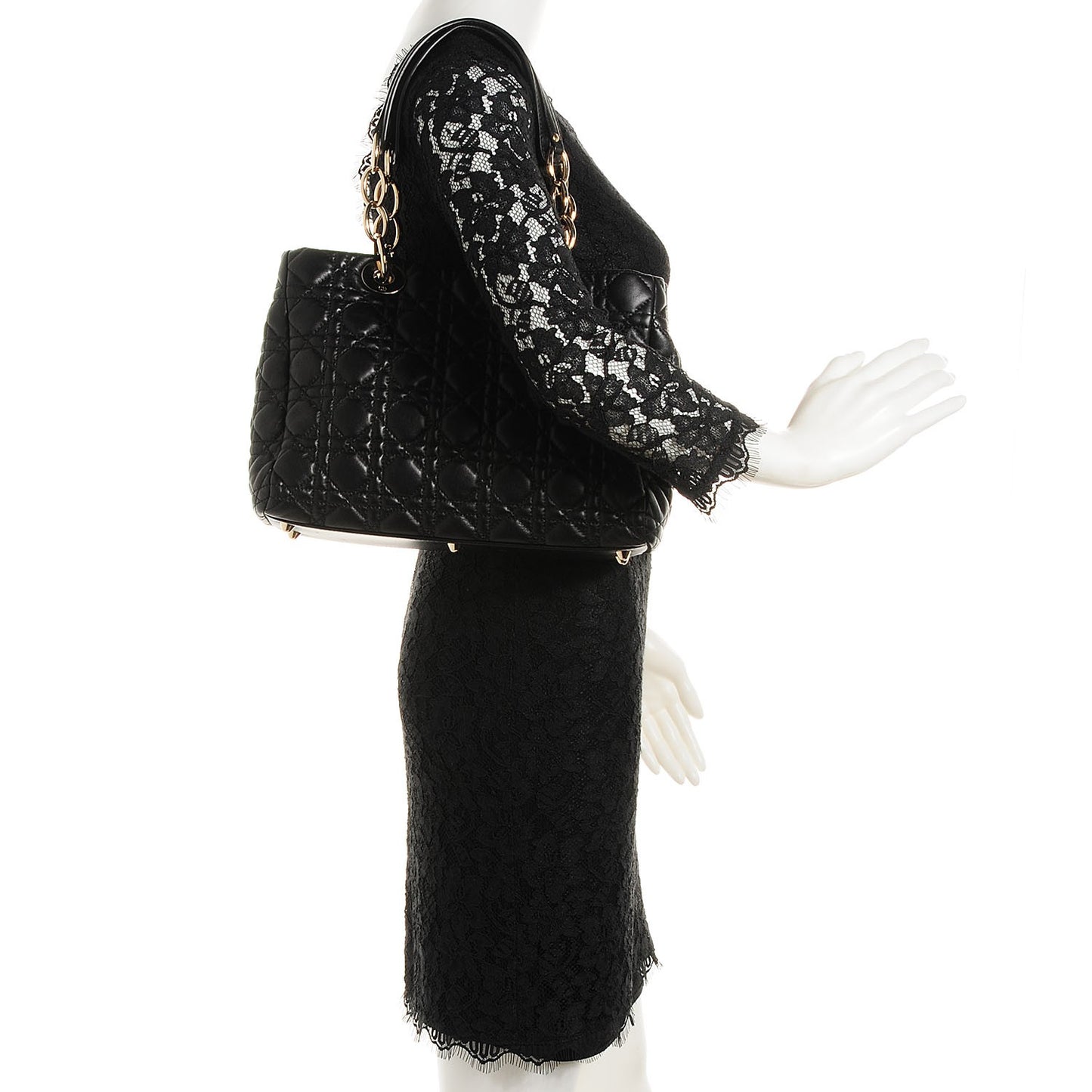 Lambskin Cannage Small Dior Soft Shopping Tote Black