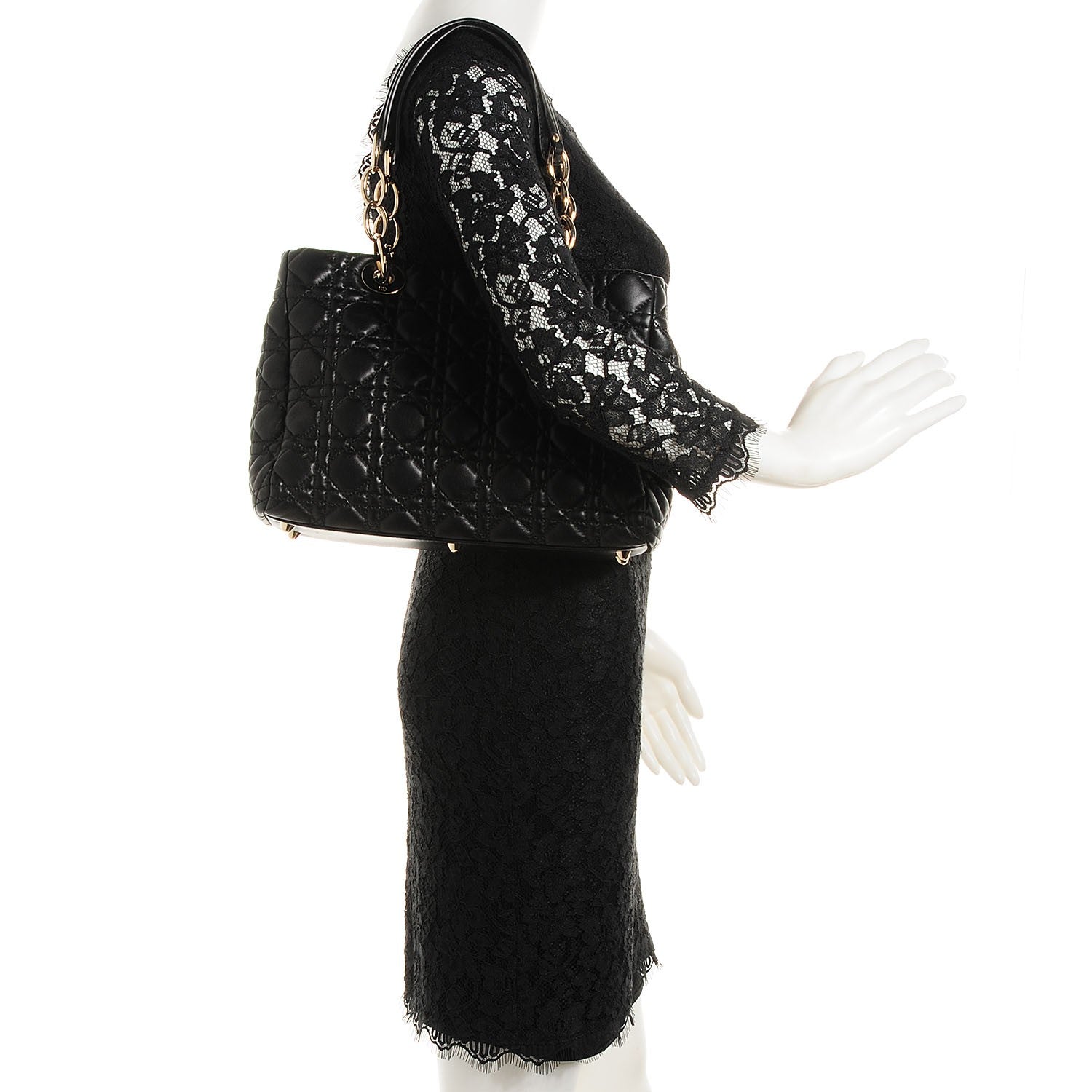 Christian Dior Lambskin Cannage Small Dior Soft Shopping Tote Black 2 of 8