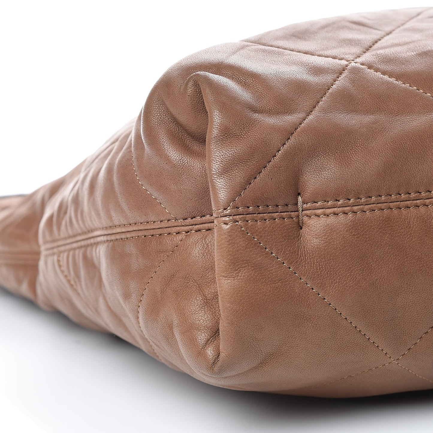 Lambskin Quilted Amalia Cabas Tote Camel