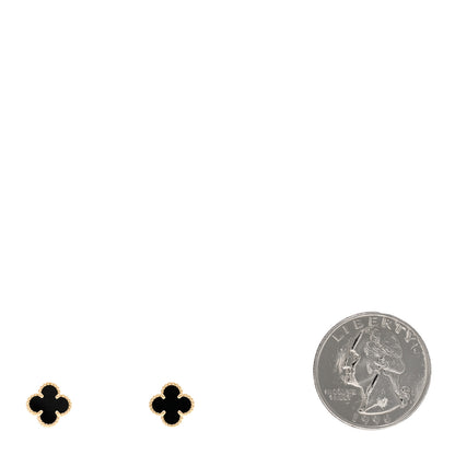 Van Cleef & Arpels 18K Yellow Gold Black Onyx Sweet Alhambra Earrings 2 of 5