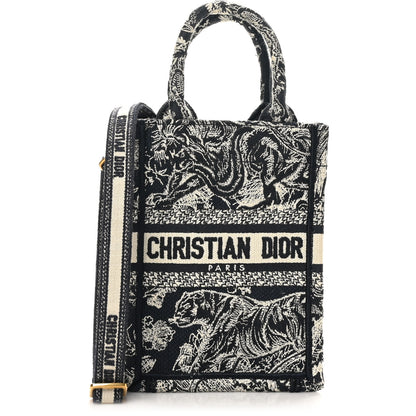 Christian Dior Canvas Toile de Jouy Reverse Embroidered Mini Book Tote Phone Bag Blue 1 of 10