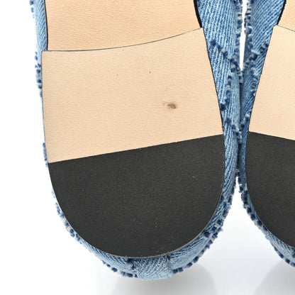 Chanel Denim Embroidered Grosgrain CC Cap Toe Ballerina Flats 37.5 Blue Black 7 of 9