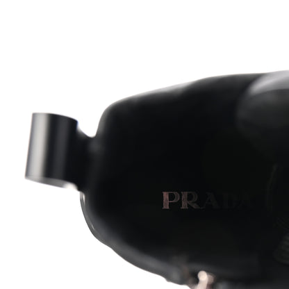 Prada Spazzolato Re-Nylon Metal Triangle Logo Lace Up 55mm Ankle Boots 38.5 Black 8 of 9