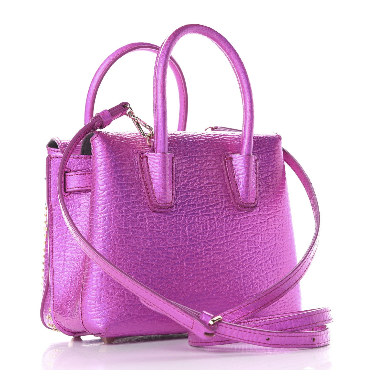 Metallic Calfskin Cyber Studs Mini Milla Tote Electric Pink