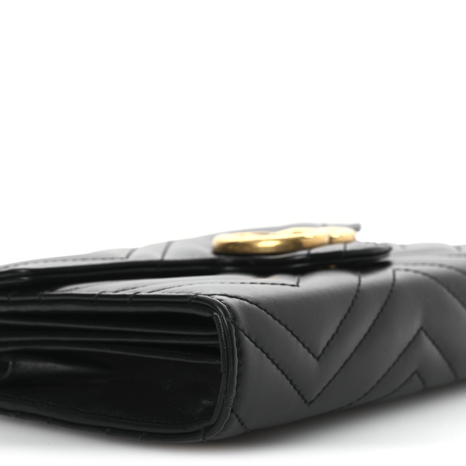 Gucci Calfskin Matelasse GG Marmont Chain Wallet Black 9 of 13