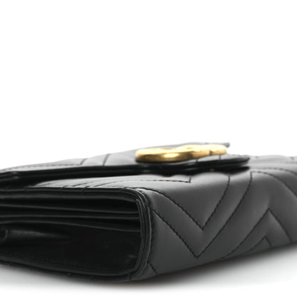 Gucci Calfskin Matelasse GG Marmont Chain Wallet Black 9 of 13