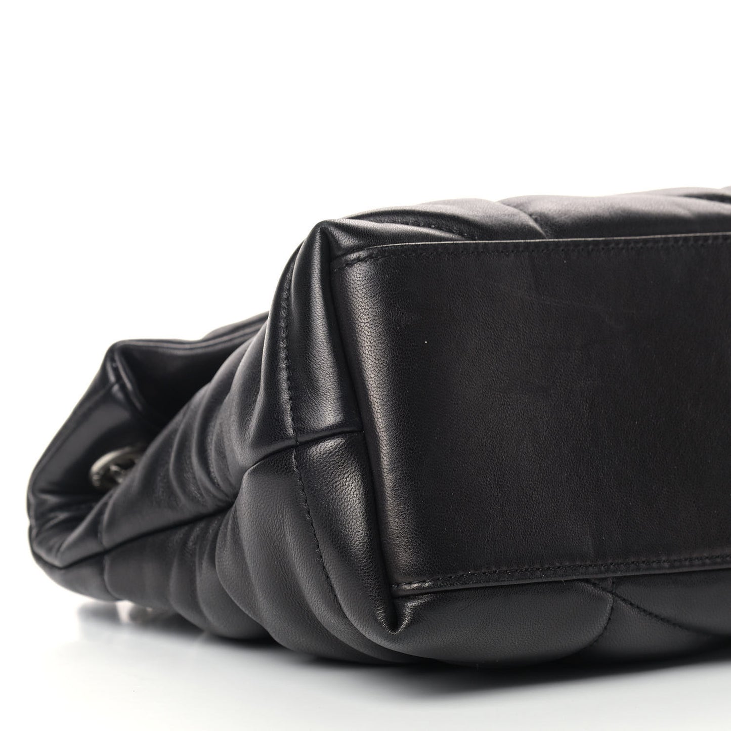 Lambskin Quilted Small Loulou Puffer Monogram Chain Satchel Black