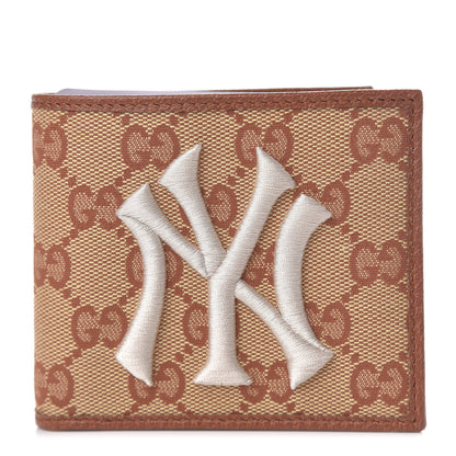 Gucci X MLB Monogram NY Yankees Bi-Fold Wallet Beige Ruggine Ivory 1 of 8