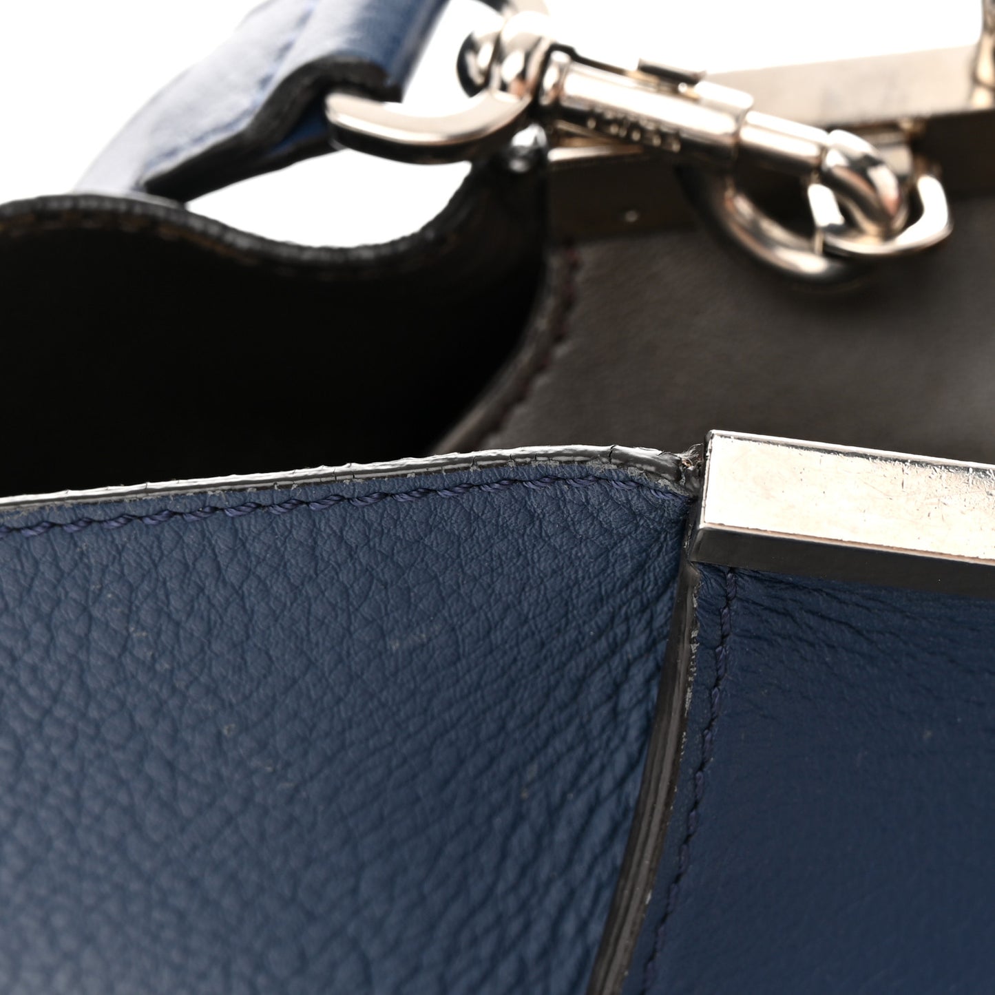 Vitello Dolce Shiny Nappa Petite 3Jours Tote Blue