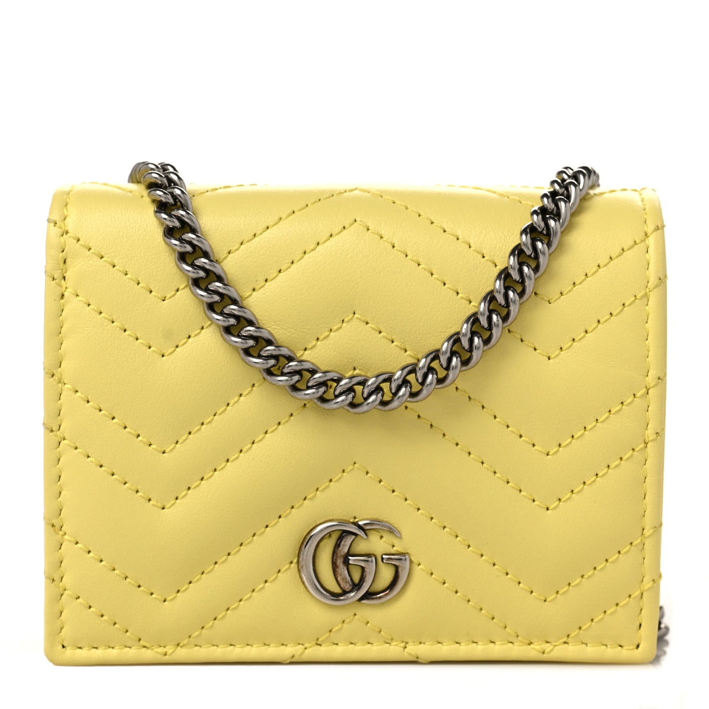 Calfskin Matelasse GG Marmont Mini Wallet On Chain Banana