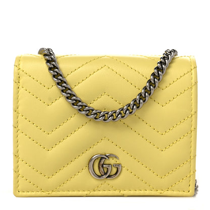 Gucci Calfskin Matelasse GG Marmont Mini Wallet On Chain Banana 1 of 9
