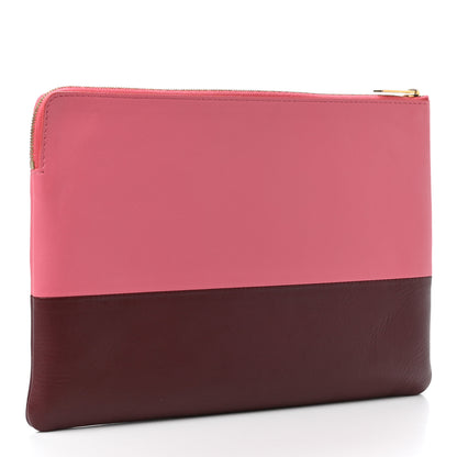 Celine Lambskin Bi-Color Solo Clutch Pouch Pink Rust 2 of 4