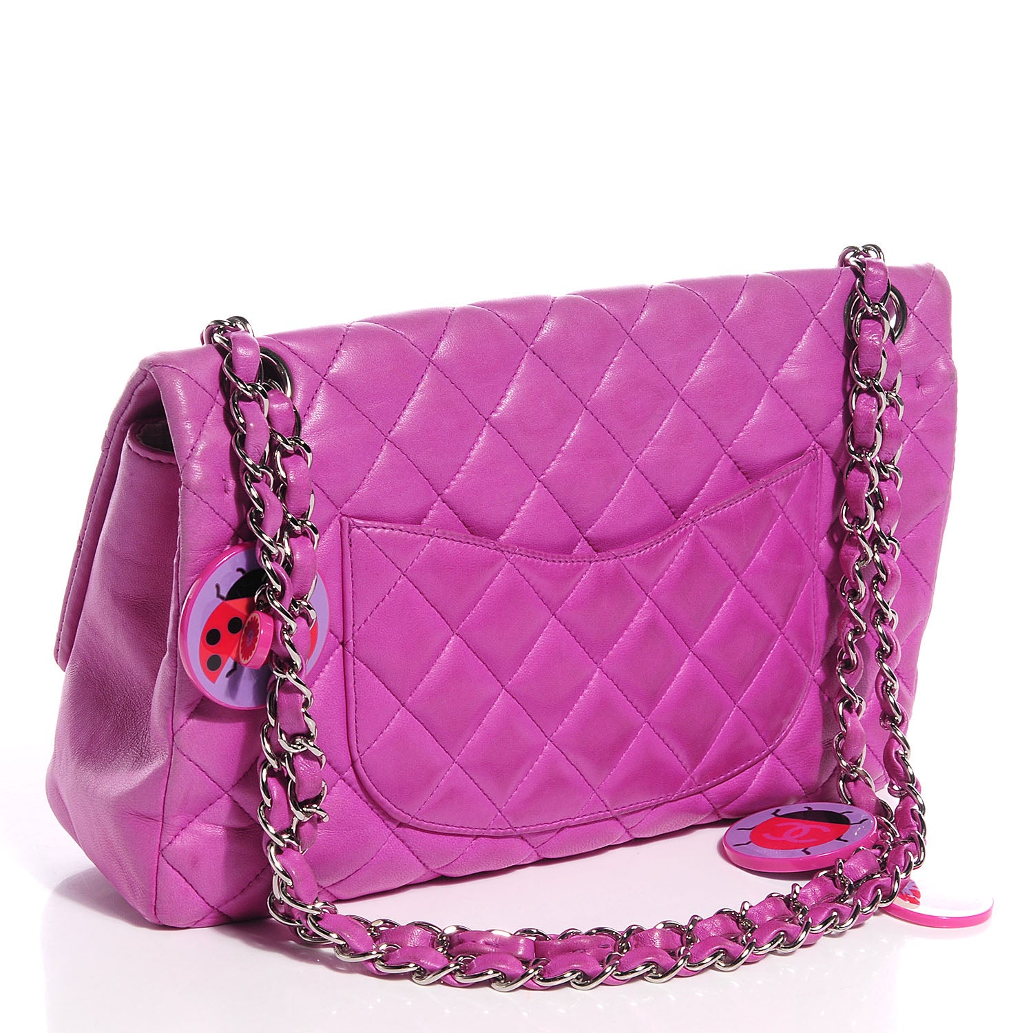 Chanel Lambskin Ladybug Medium Single Flap Fuchsia 2 of 7