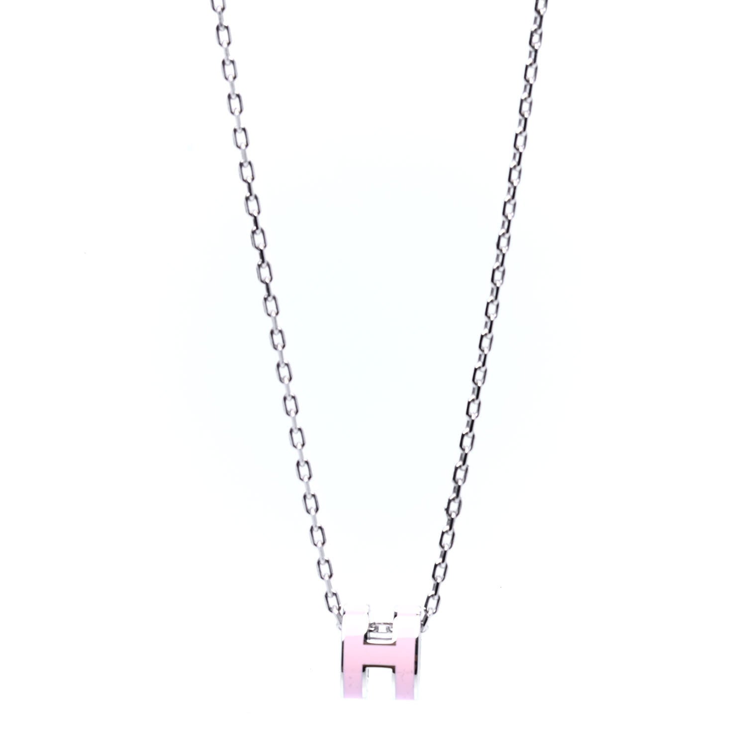 Hermes Palladium Mini Pop H Pendant Necklace Rose Dragee 1 of 4