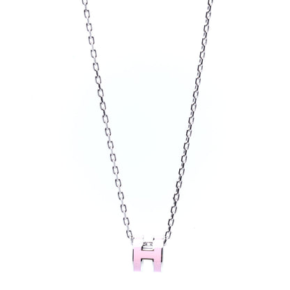 Hermes Palladium Mini Pop H Pendant Necklace Rose Dragee 1 of 4