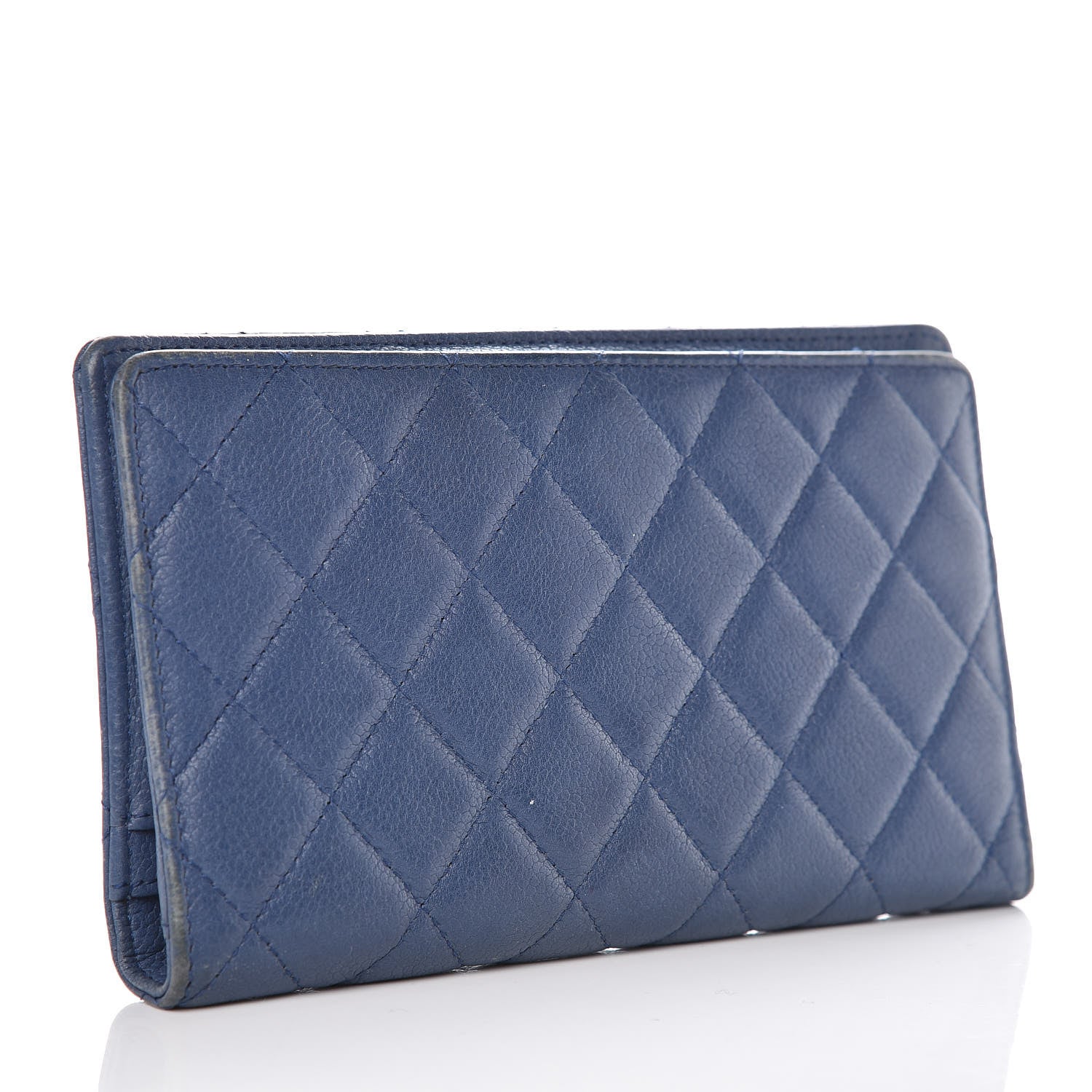 Chanel Caviar Quilted Yen Wallet Blue 3 of 10
