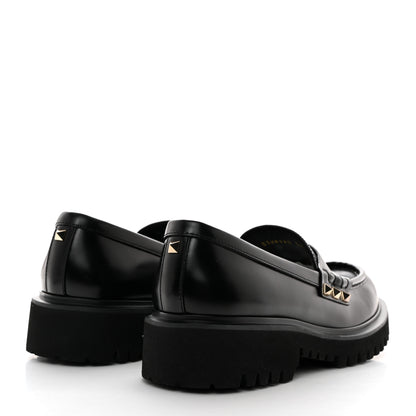 Valentino Garavani Calfskin Rockstud Loafers 38.5 Black 4 of 9