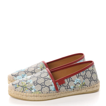 Gucci GG Supreme Monogram Blooms Espadrilles 39 Beige Blue Navy Hibiscus Red 3 of 10