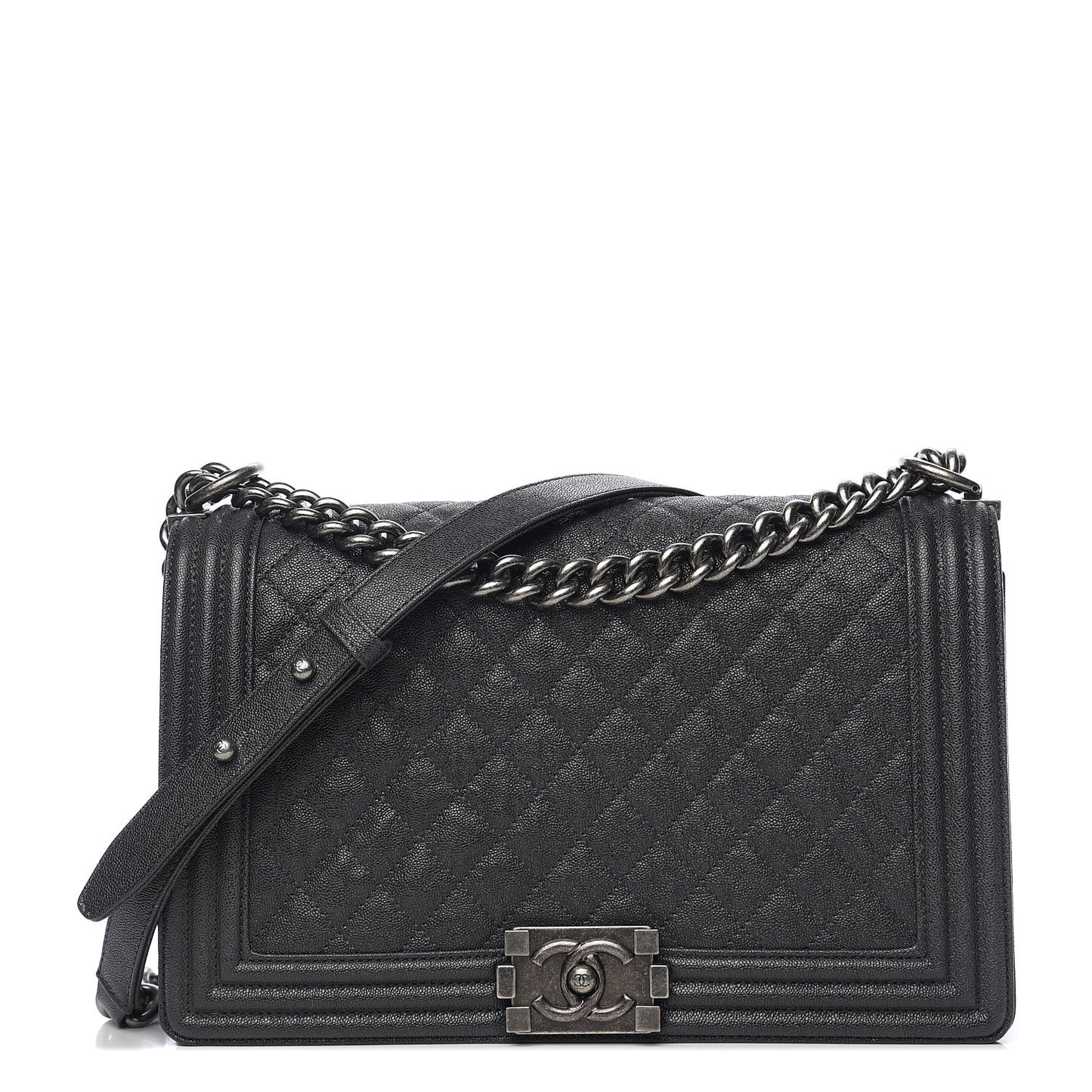 Metallic Caviar Quilted New Medium Boy Flap Grey