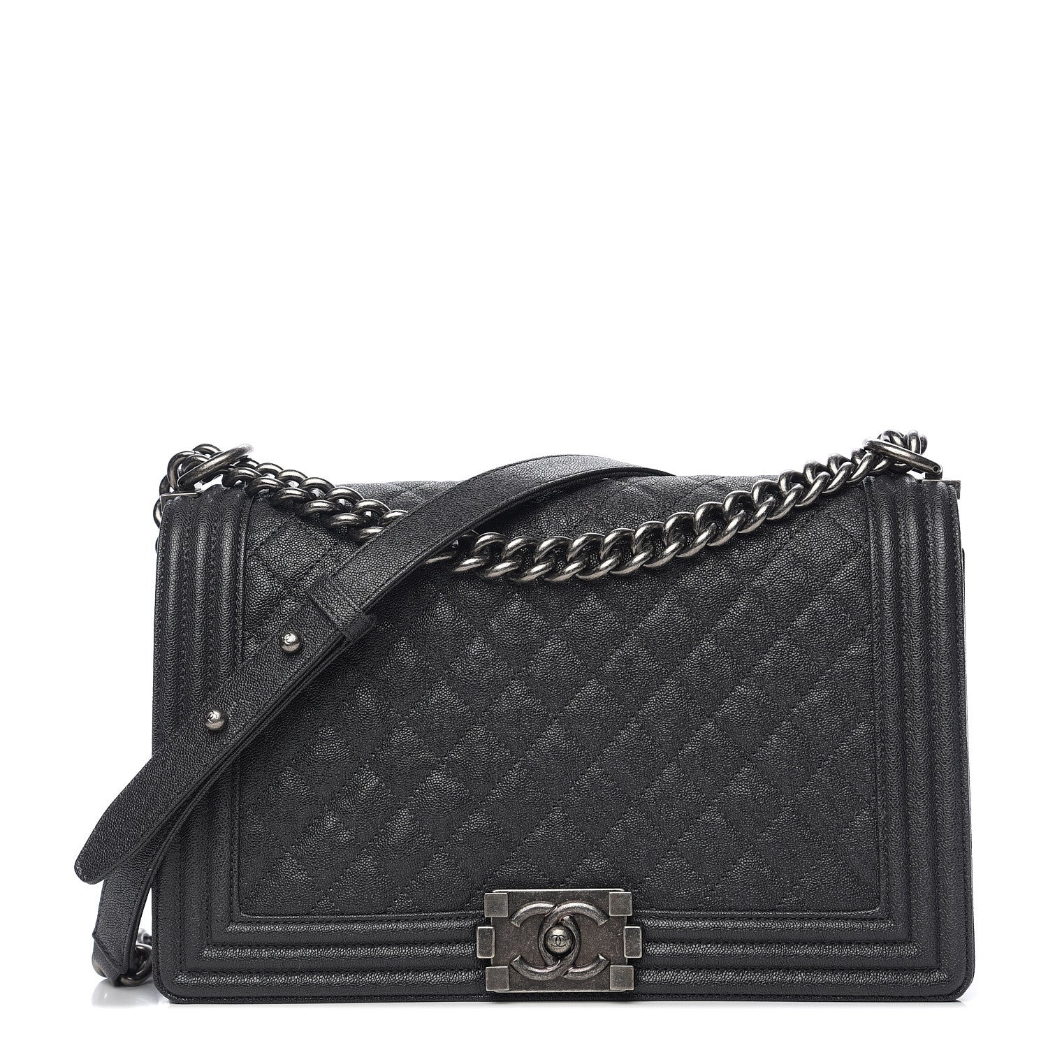 Chanel Metallic Caviar Quilted New Medium Boy Flap Grey 1 of 9