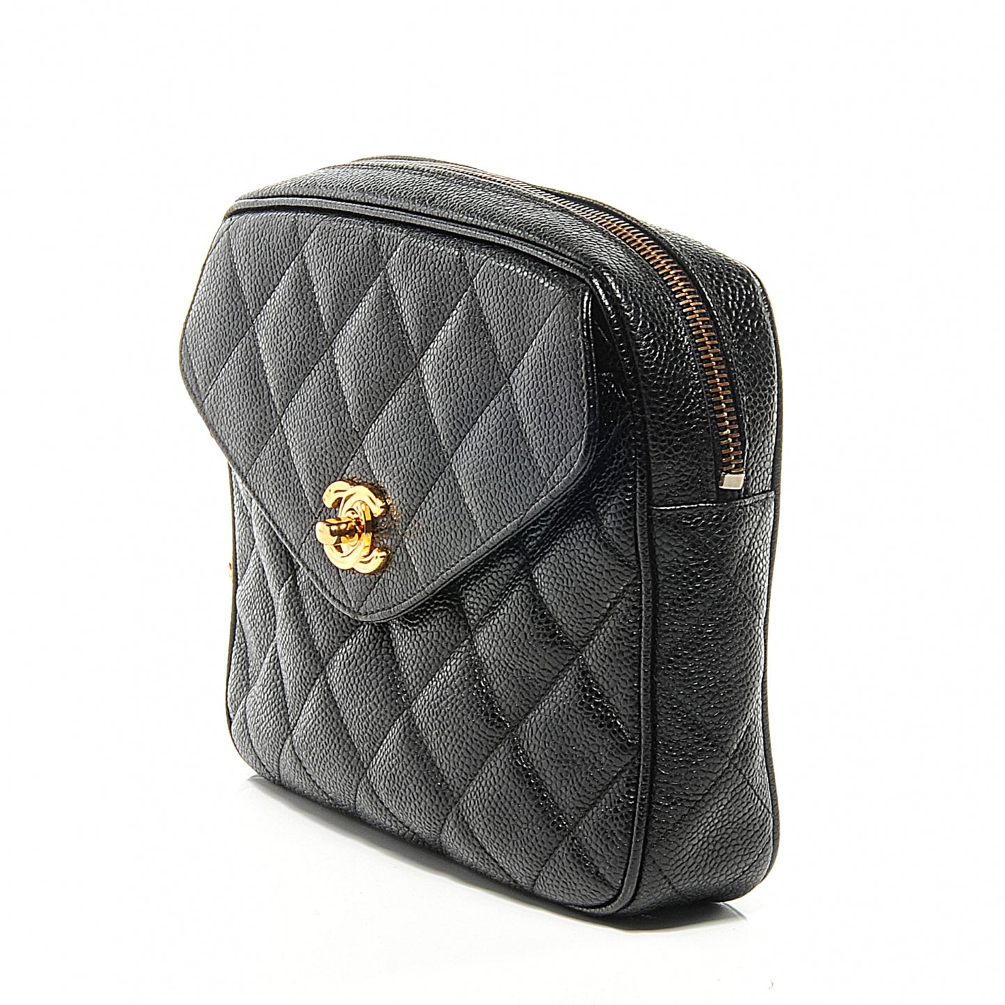 Caviar Flap Waist Bag Black