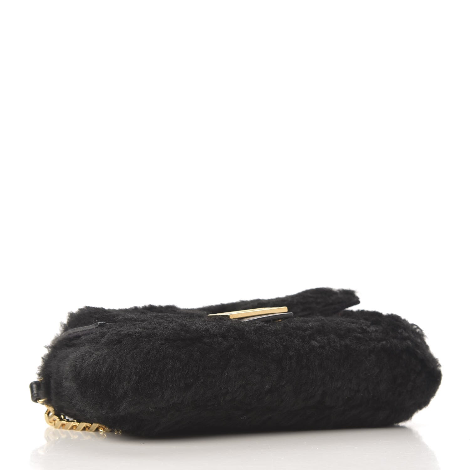 Fendi Shearling Shiny Nappa Micro Baguette Black 4 of 9