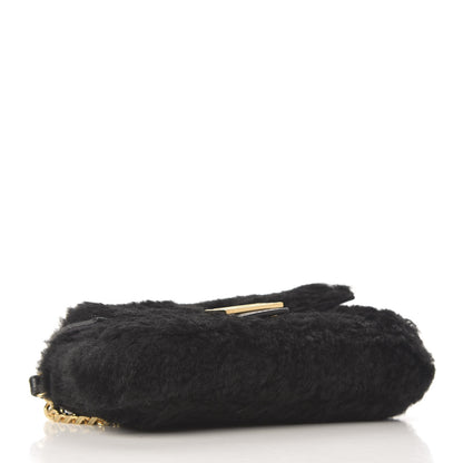 Fendi Shearling Shiny Nappa Micro Baguette Black 4 of 9