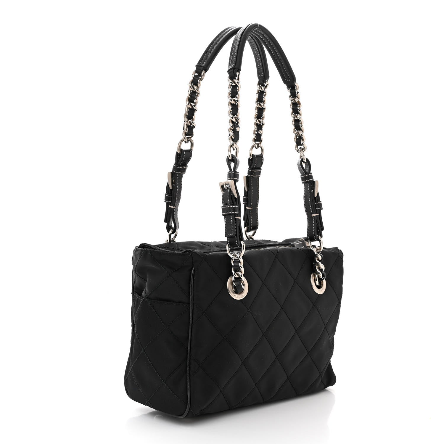 Prada Nylon Tessuto Quilted Chain Shoulder Bag Black 3 of 11