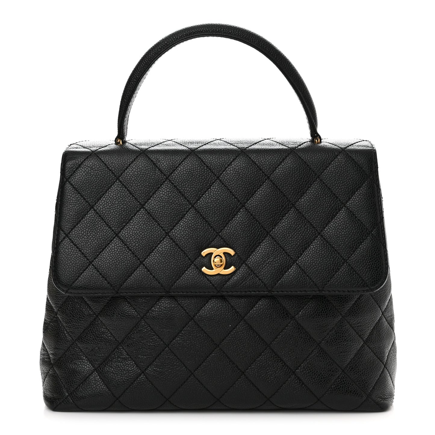 Caviar Quilted Jumbo Kelly Flap Black