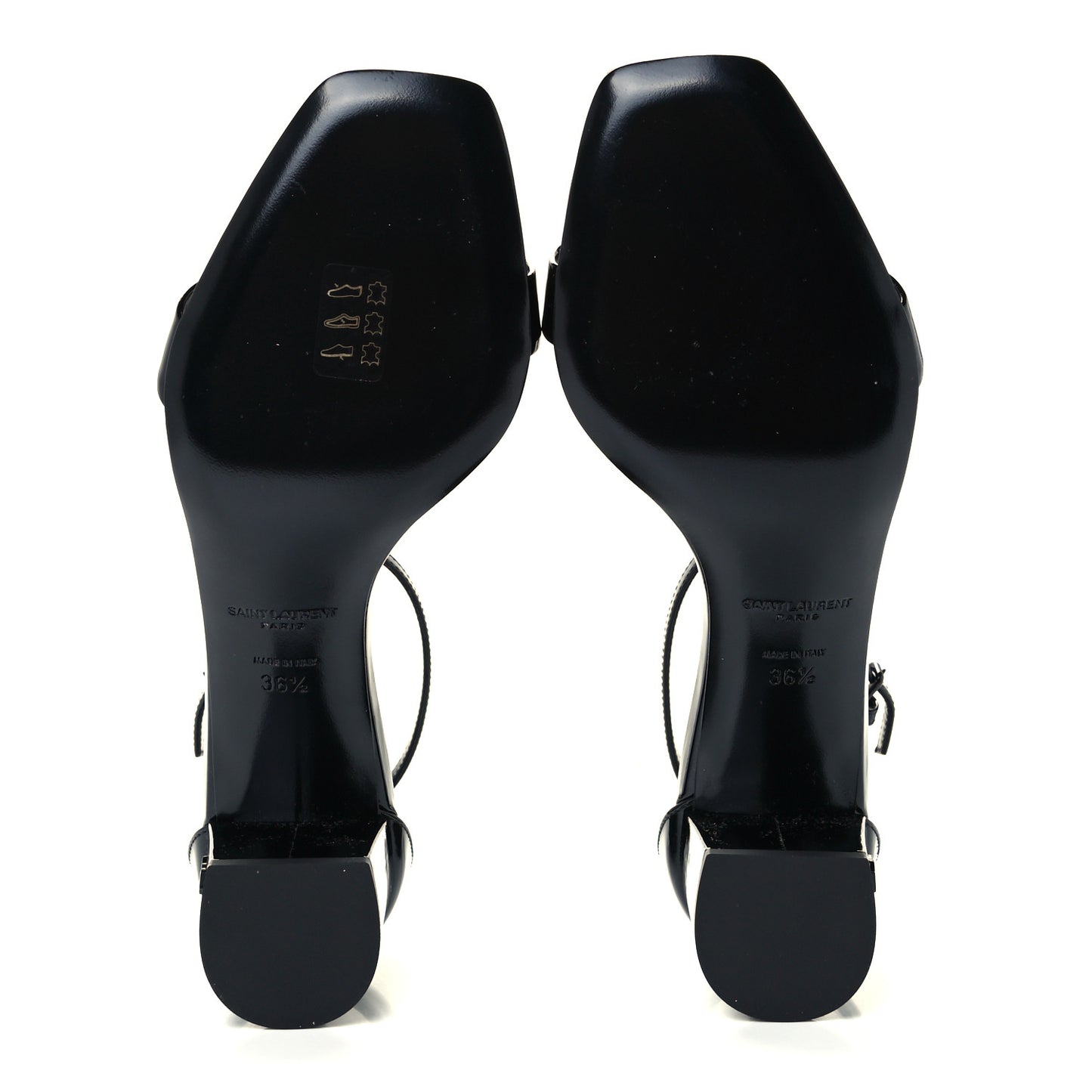 Patent Calfskin Loulou Ankle Strap Sandals 36.5 Black