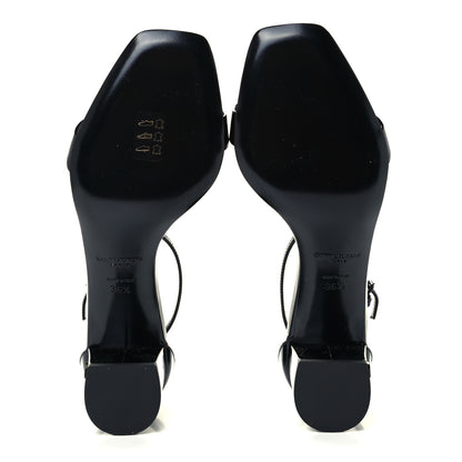 Saint Laurent Patent Calfskin Loulou Ankle Strap Sandals 36.5 Black 7 of 12