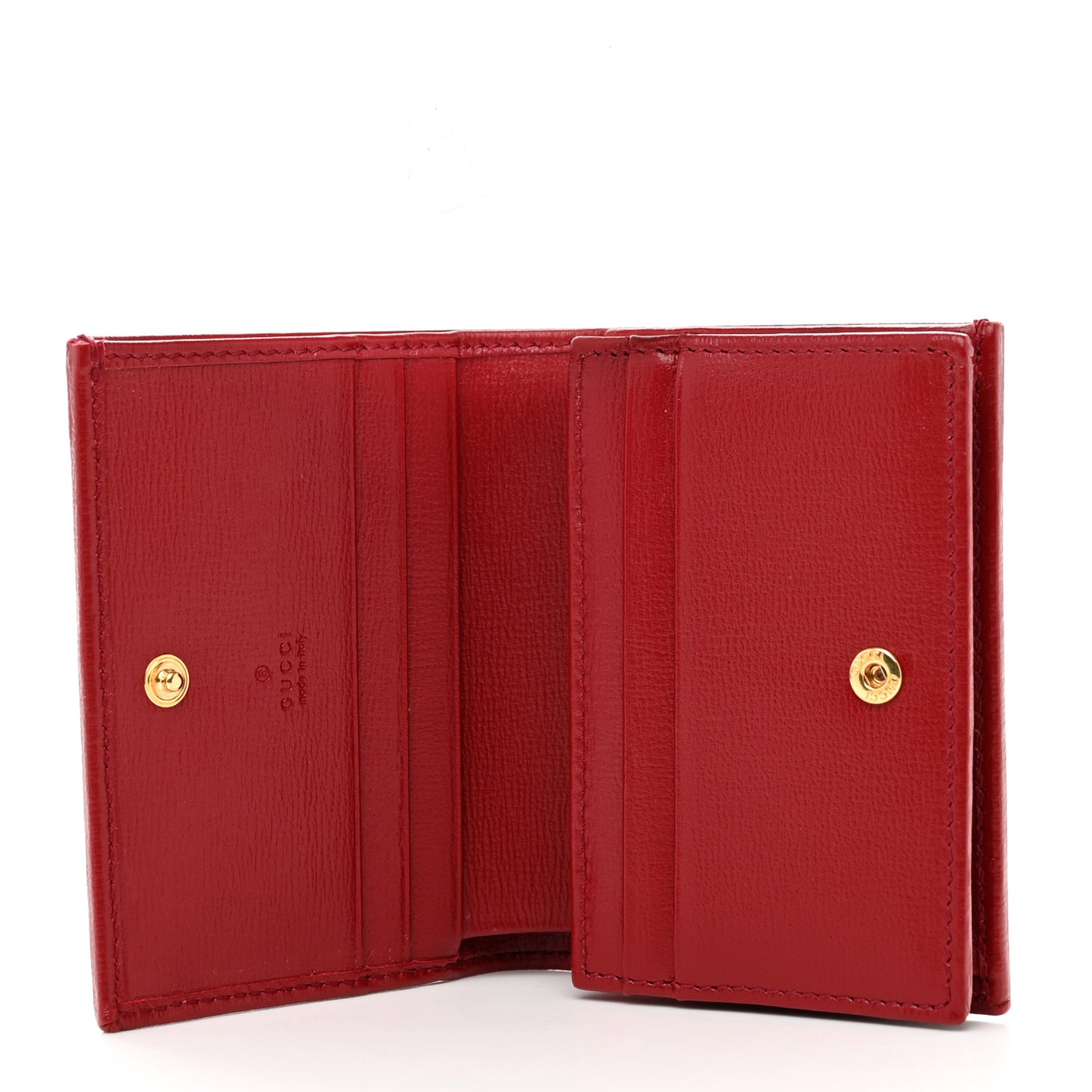 GG Supreme Monogram Azalea Calfskin Horsebit 1955 Card Case Wallet Beige Ebony New Cherry Red