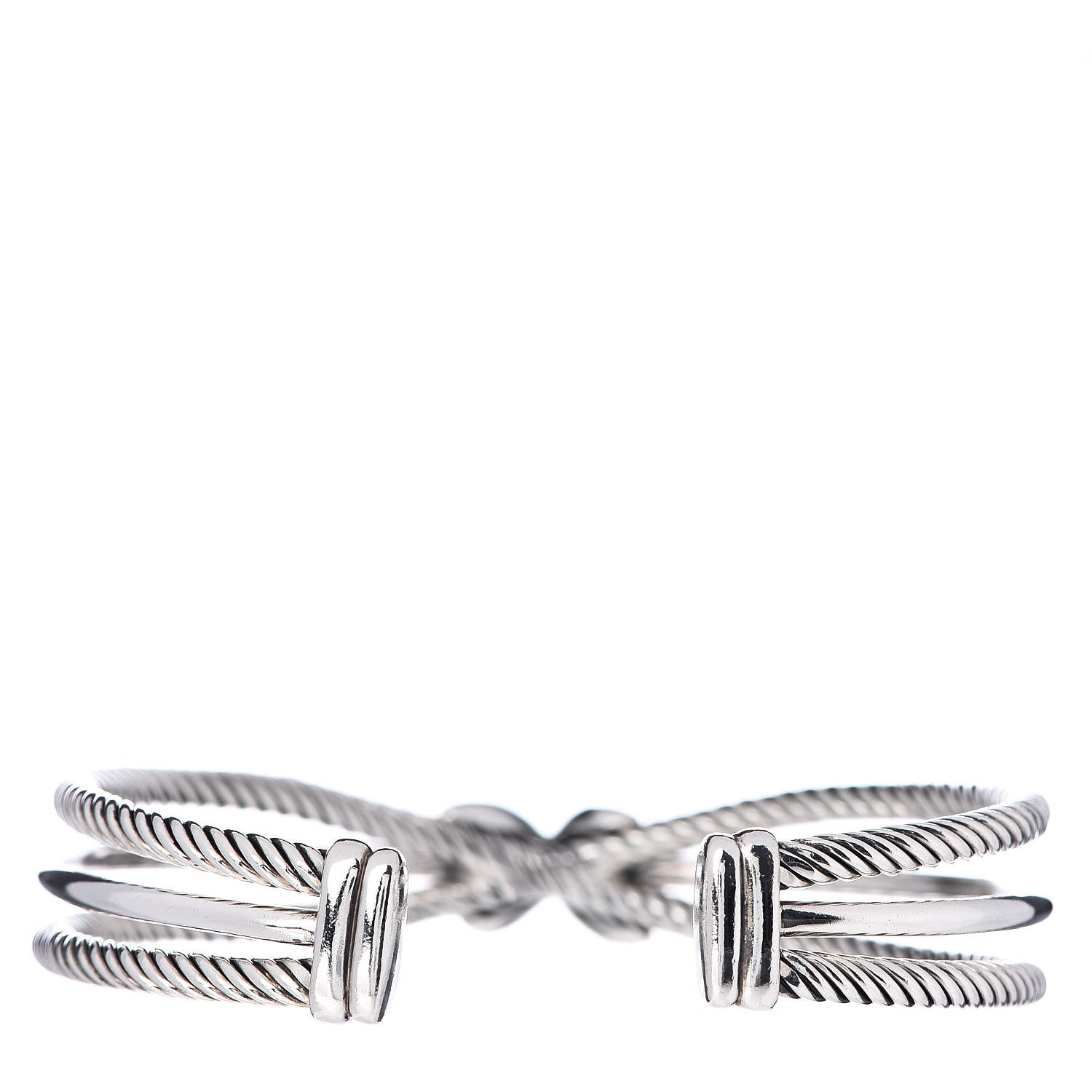 David Yurman Sterling Silver Diamond 7mm Crossover X Bracelet 3 of 4