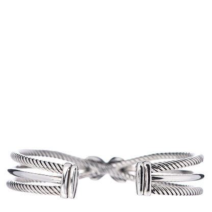 David Yurman Sterling Silver Diamond 7mm Crossover X Bracelet 3 of 4