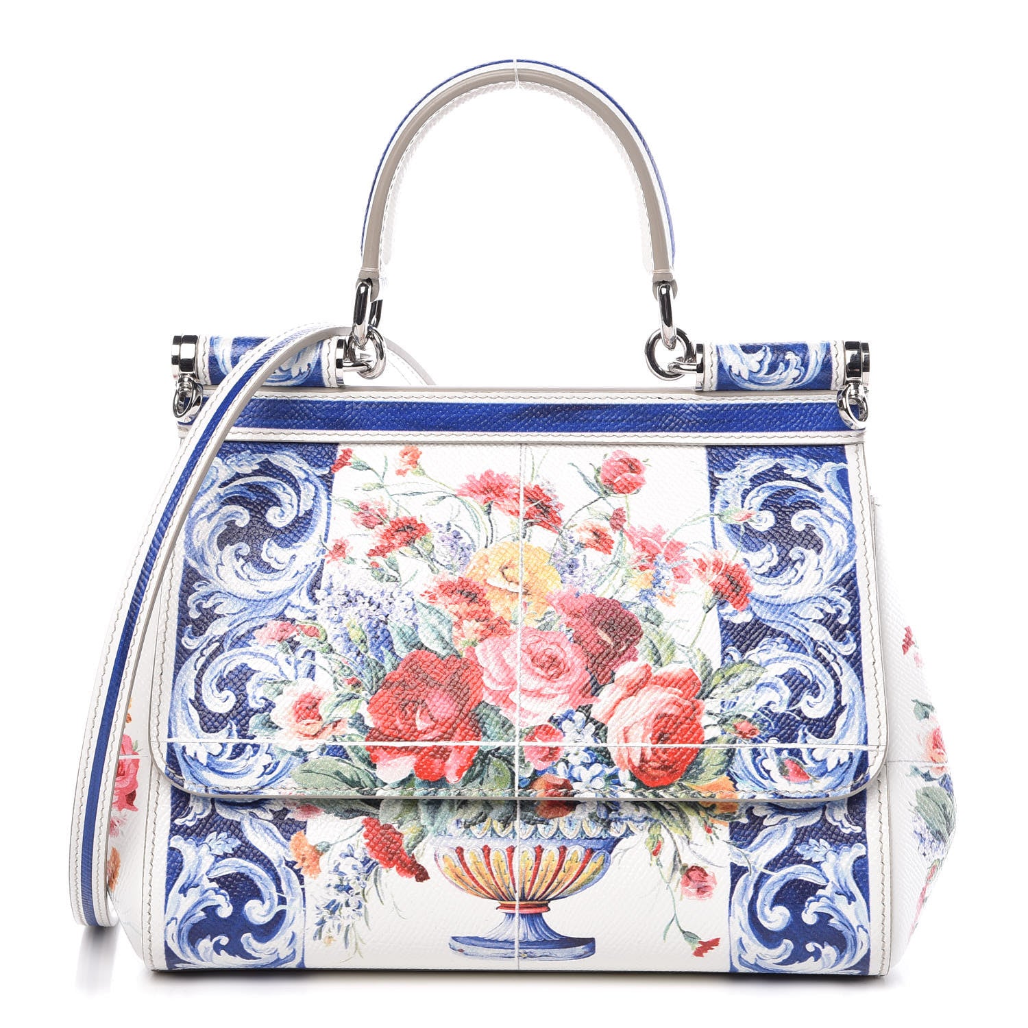 Dolce & Gabbana Dauphine Majolica Print Small Miss Sicily Satchel Multi 1 of 9