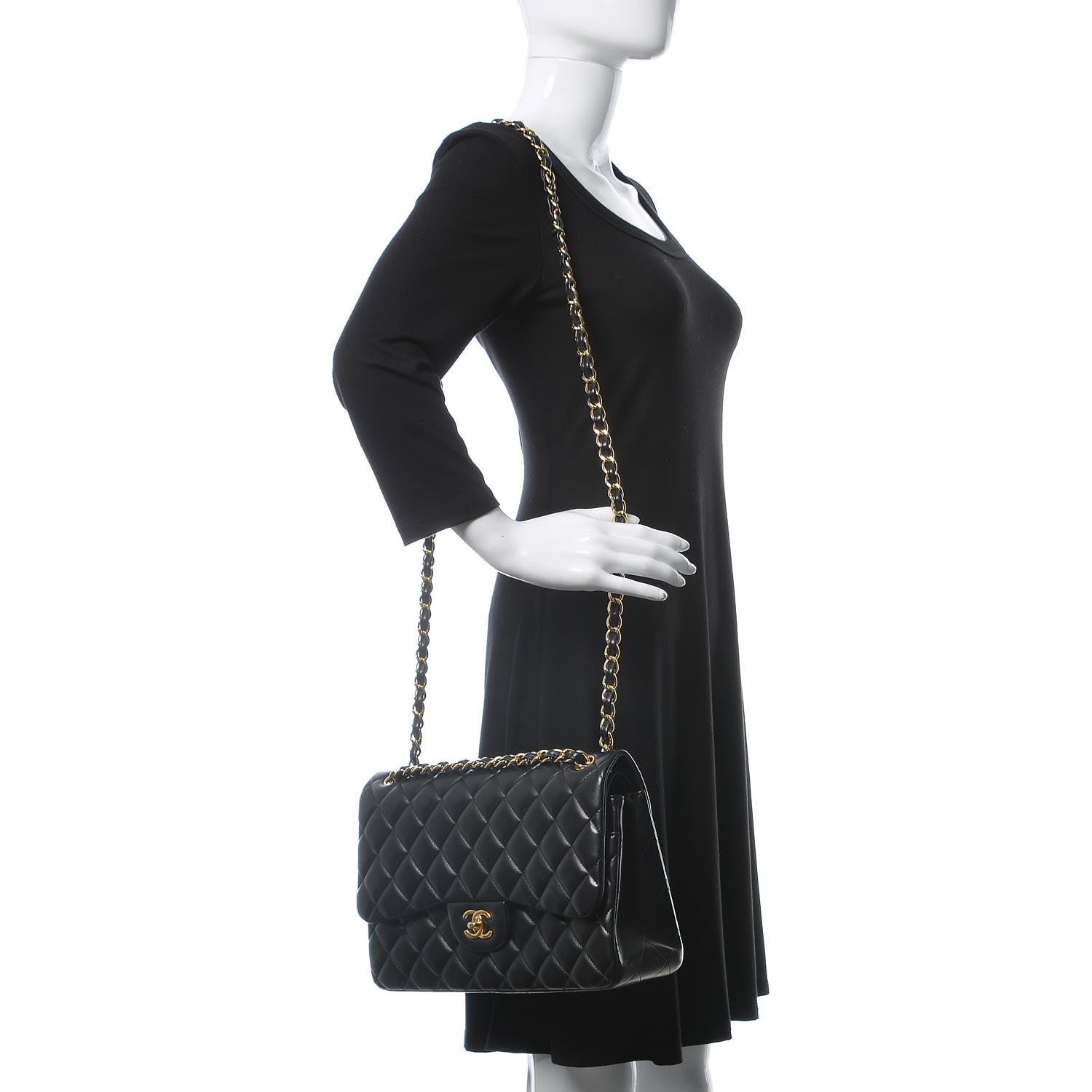 Chanel Lambskin Quilted Jumbo Double Flap Black 2 of 12